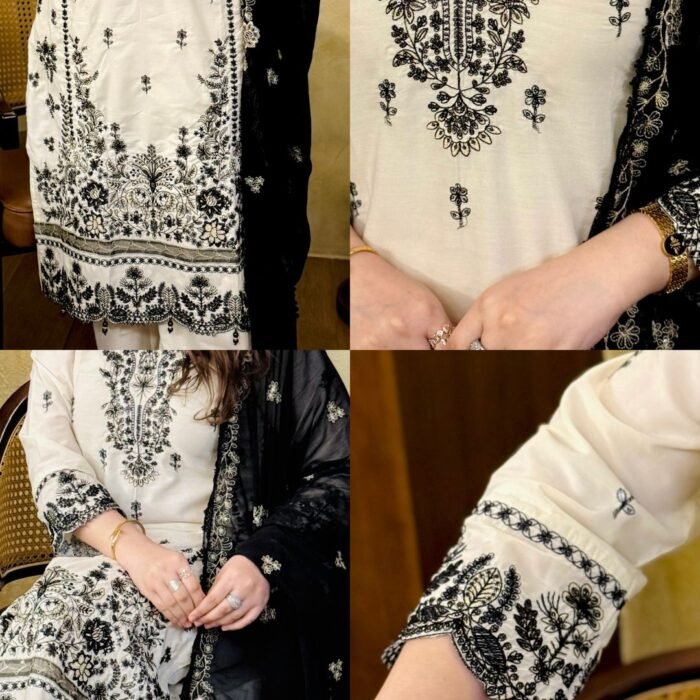 *"Elegance in every stitch: Embroidered 3-piece dress. Exquisite embroidery & sequin work."* - Image 6