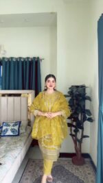Premium Organza Three-Piece Set YLW - Image 2