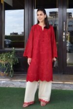 Poppy – Maroon Schiffli Co-Ord Set | Stunning Two-Piece Outfit with Chic Embroidery