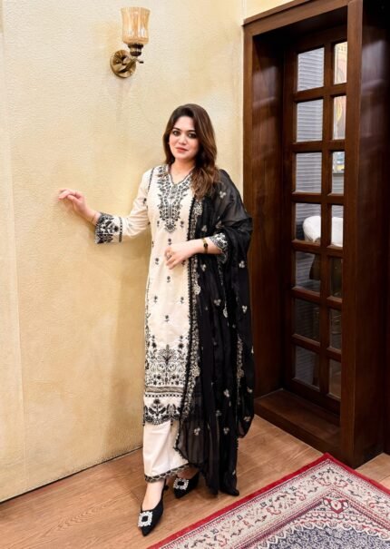 Elegant 3-Piece Embroidered Dress